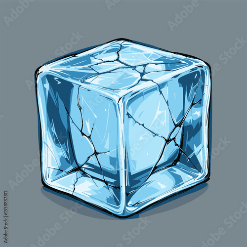A beautifully cracked ice cube that looks like it might break at any moment