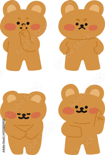다양한 포즈의 곰돌이 캐릭터