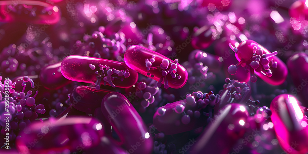 Microscopic View of Vibrant Spherical and Rod-Shaped Bacteria or Viruses - Detailed Microbiological and Pathogen Imagery for Scientific Research Microscopic View of Vibrant Spherical and Rod-Shaped Bacteria or Viruses - Detailed Microbiological and Pathogen Imagery for Scientific Research