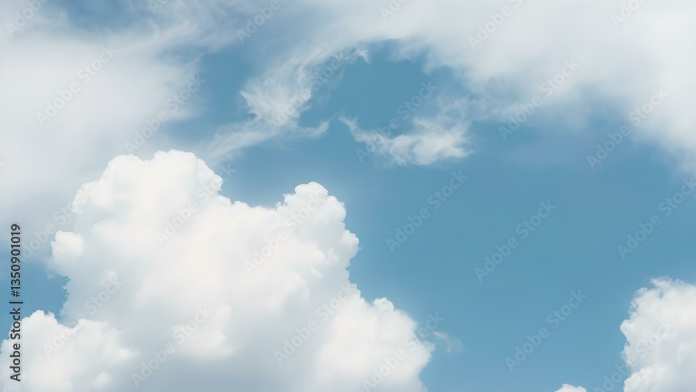 Beautiful Cumulus Clouds Floating Gracefully in the Clear Blue Sky on a Sunny Day Beautiful Cumulus Clouds Floating Gracefully in the Clear Blue Sky on a Sunny Day