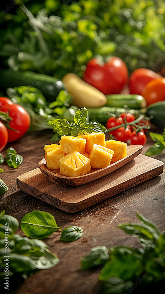 Fresh Pineapple Slices with Summer Produce. Fresh Pineapple Slices with Summer Produce.