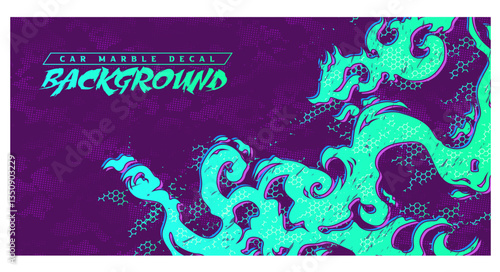 sporty abstract japan style flame fire liquid lava livery pattern background halftone marble texture vector illustration	
banner