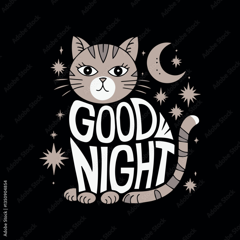 Cute Cat with Good Night Message Cute Cat with Good Night Message