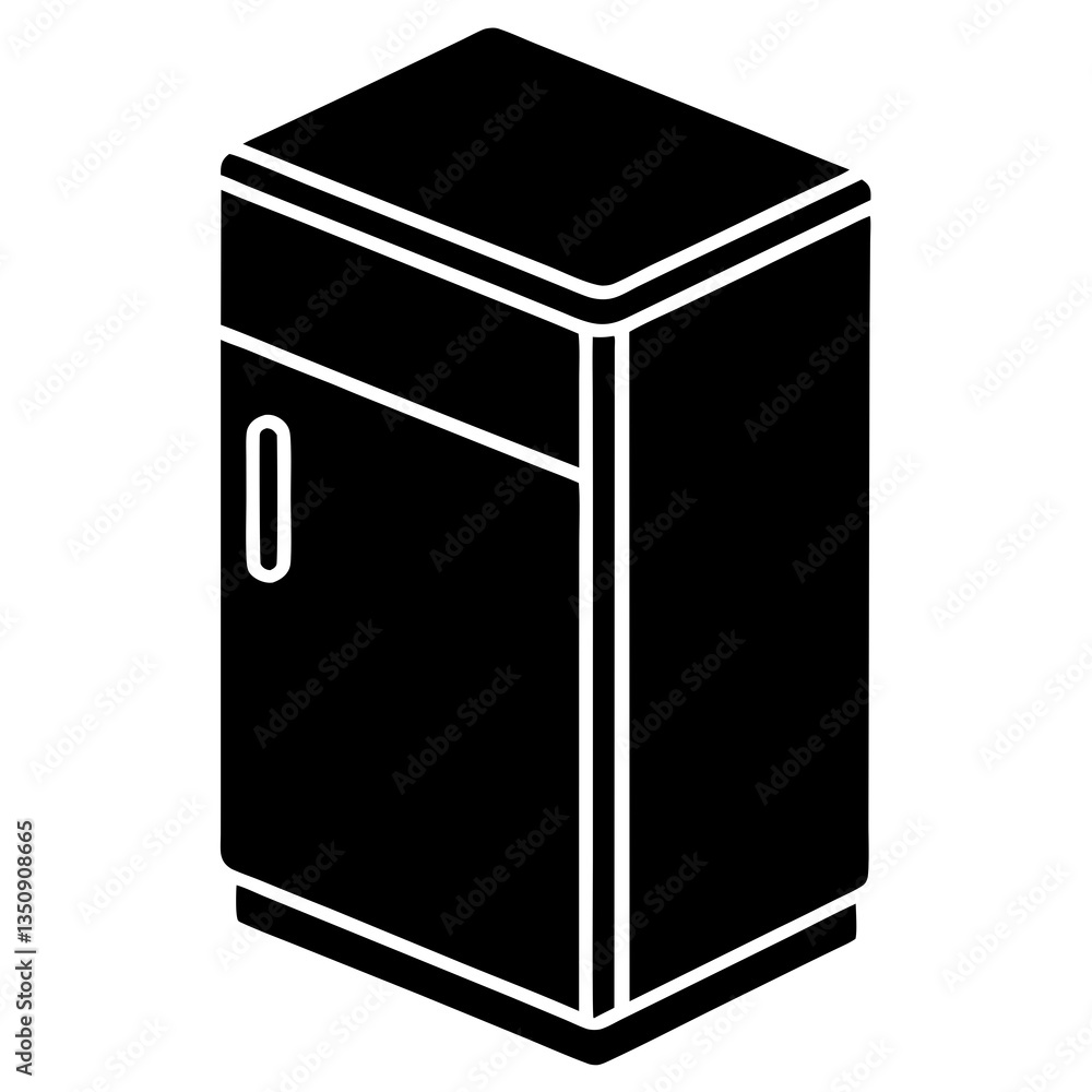Refrigerator Black Vector Silhouette Refrigerator Black Vector Silhouette