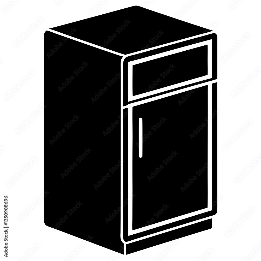 Refrigerator Black Vector Silhouette Refrigerator Black Vector Silhouette
