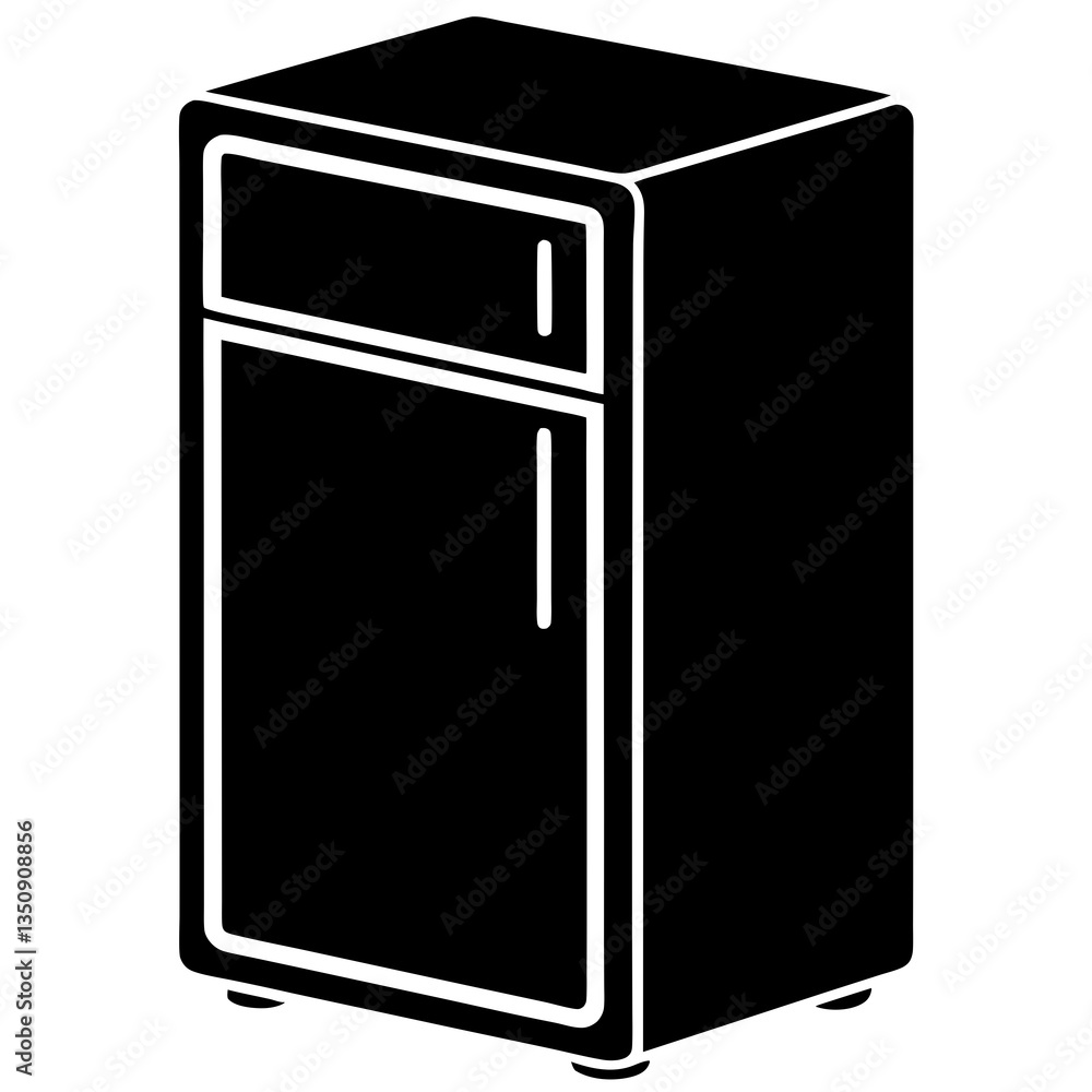 Refrigerator Black Vector Silhouette Refrigerator Black Vector Silhouette