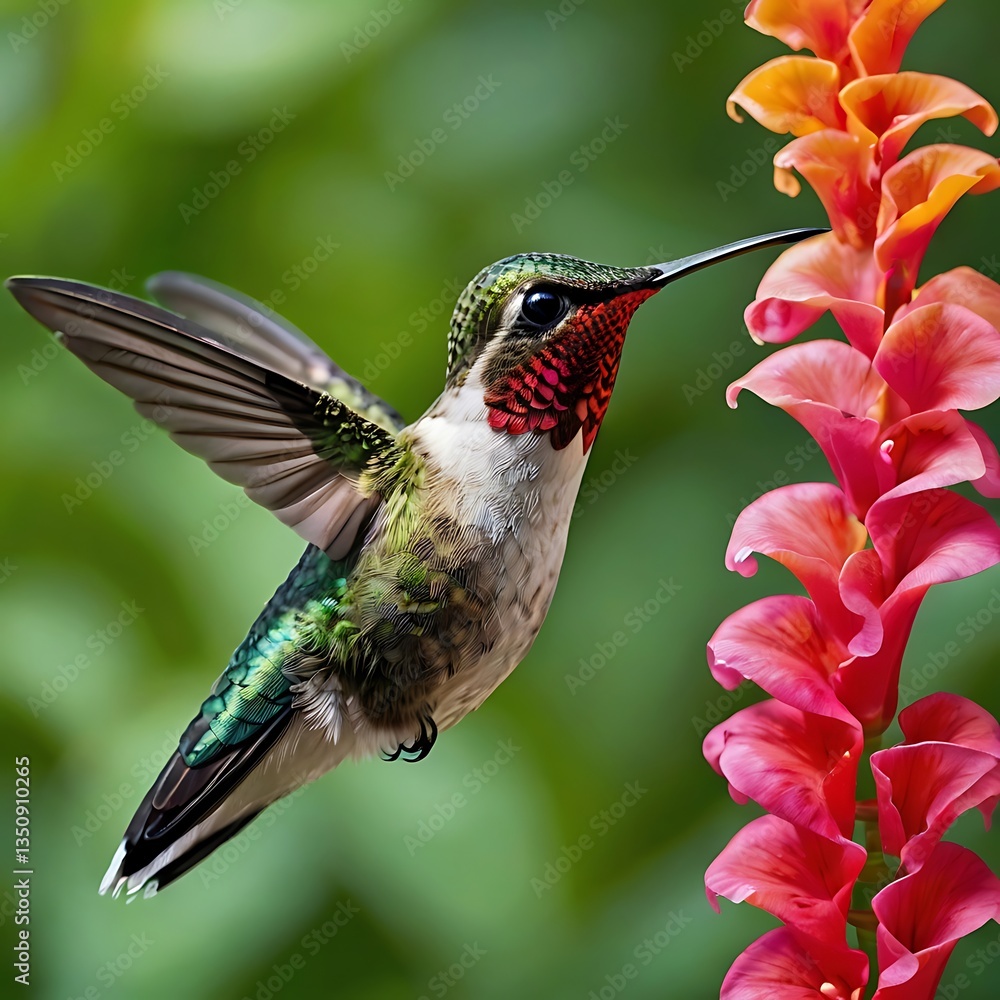 Fototapeta premium Selective focus shot of a hummingbird in flight