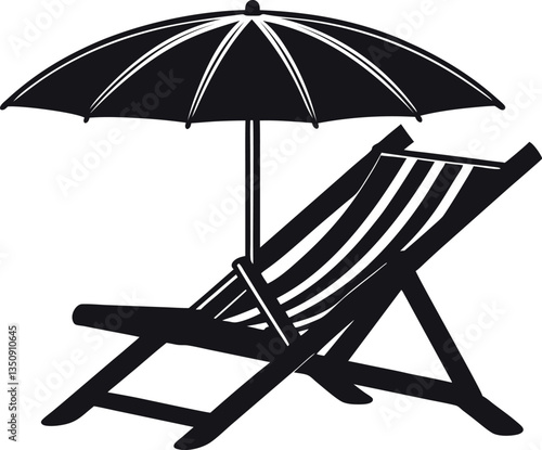 chaise longue and umbrella