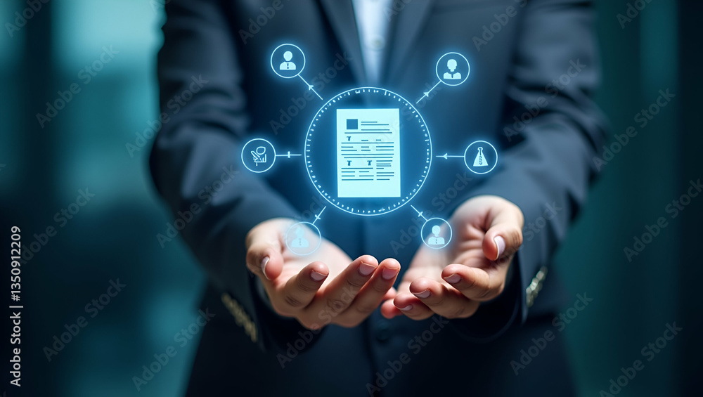 Hand Reviewing Holographic Audit Document with Regulation Evaluation and Quality Assurance Icons in Empty Space - Stock Photo Concept for Compliance and Quality Management Hand Reviewing Holographic Audit Document with Regulation Evaluation and Quality Assurance Icons in Empty Space - Stock Photo Concept for Compliance and Quality Management