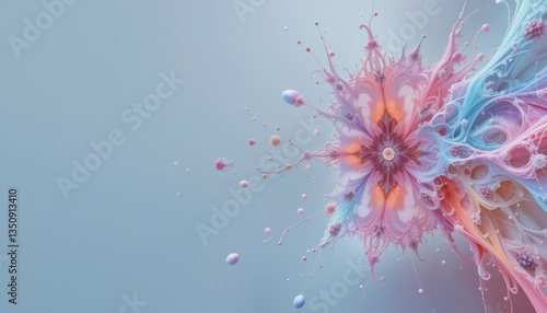 Dynamic color explosion in abstract art virtual space digital artwork bright and soft environment aesthetic perspective creativity unleashed