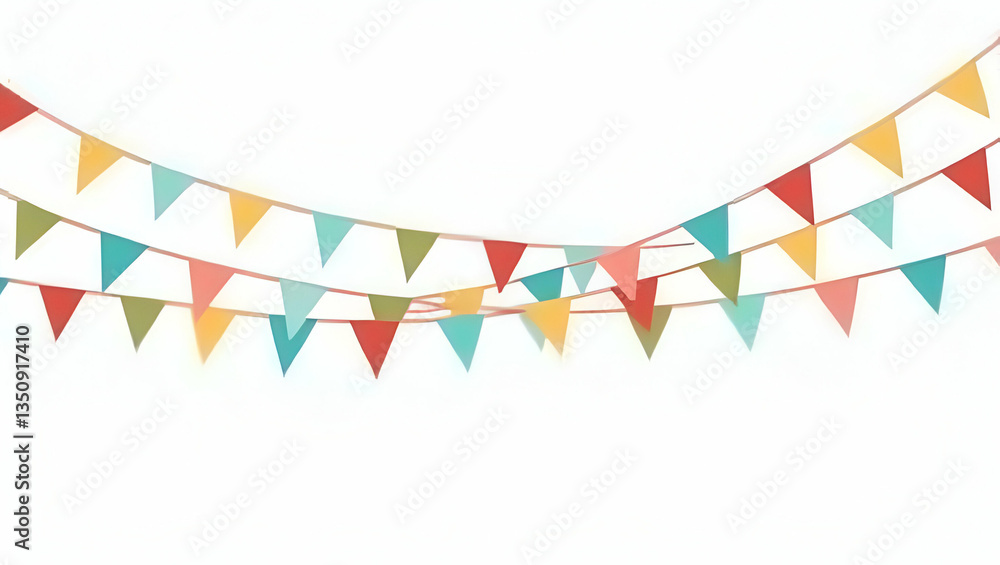 Colorful Triangular Flags Hanging on Strings: A Festive Decorative Element in Simple Flat Vector Illustration for Celebrations and Events - Perfect for Your Next Party or Decoration Needs! Colorful Triangular Flags Hanging on Strings: A Festive Decorative Element in Simple Flat Vector Illustration for Celebrations and Events - Perfect for Your Next Party or Decoration Needs!
