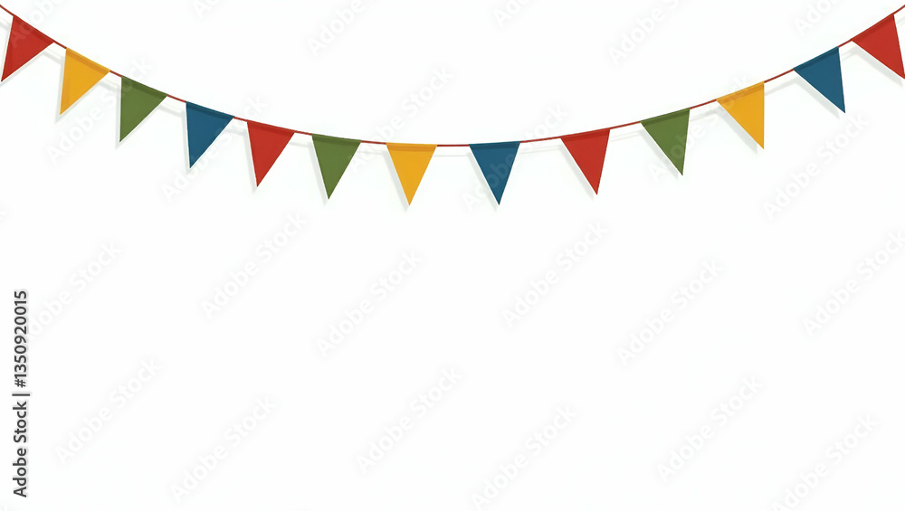 Obraz premium Colorful Triangular Flags on Strings: Festive Decorative Vector Art