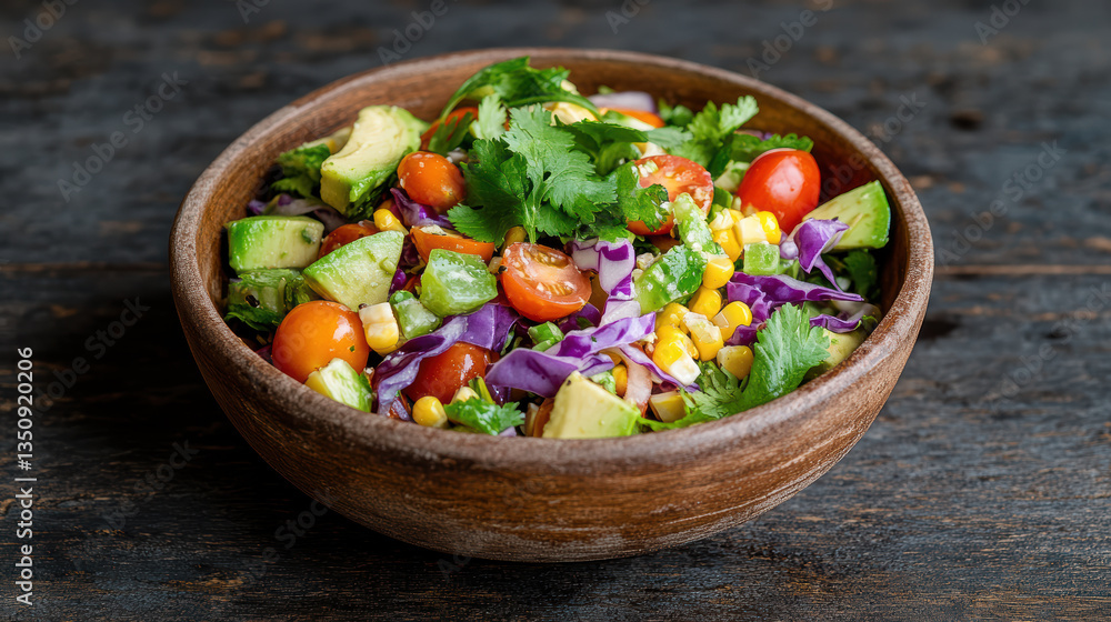 vibrant salad featuring fresh avocado, cherry tomatoes, and colorful cabbage, garnished with vibrant salad featuring fresh avocado, cherry tomatoes, and colorful cabbage, garnished with