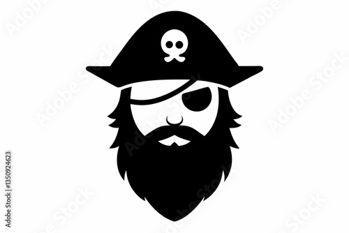 Pirate with an eyepatch avatar silhouette vector.