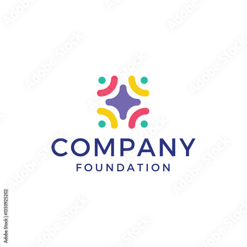 Inspiring Foundation Logo Design: Unique Branding for Non-Profit Organizations, Emphasizing Community, Support, and Positive Impact in a Colorful and Engaging Aesthetic.