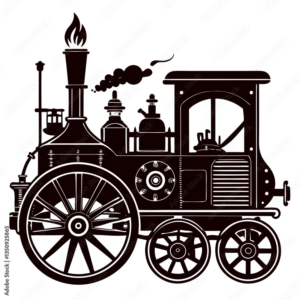 Fototapeta premium Steam-Powered Vehicle Silhouette