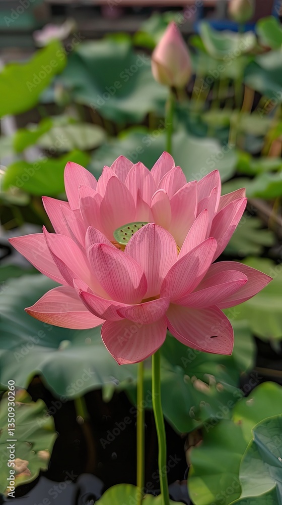 Fototapeta premium Vibrant Pink Lotus Flower in Bloom