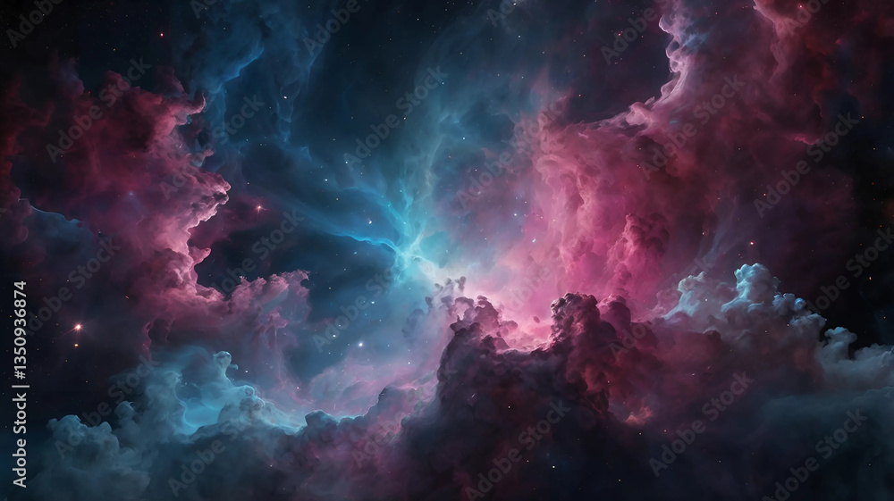 Cosmic Nebula Displaying Vibrant Pink and Blue Hues Cosmic Nebula Displaying Vibrant Pink and Blue Hues