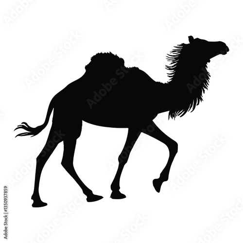 Camel Silhouette, Vector, Icon, Logo, White Background.