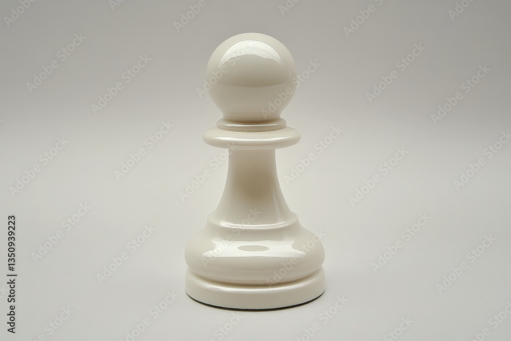 A single white chess pawn stands on a neutral background A single white chess pawn stands on a neutral background