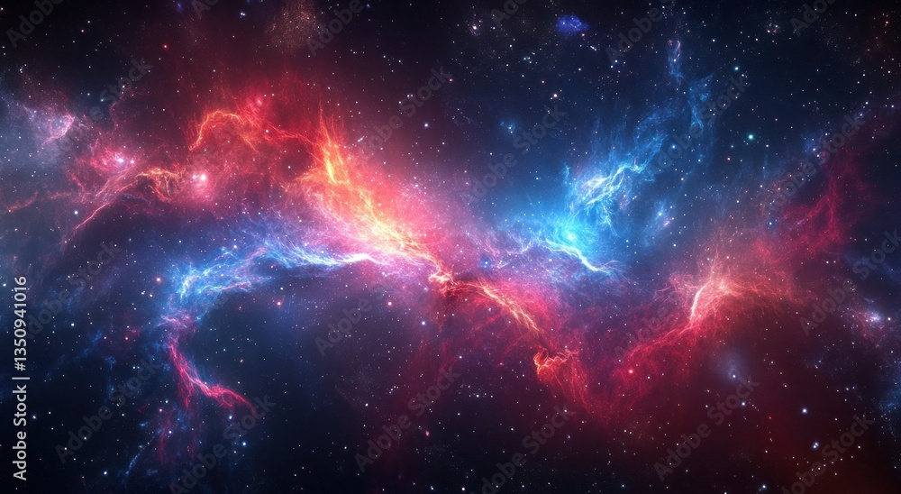 Bright celestial nebulae of cosmic gas and stardust shimmer above