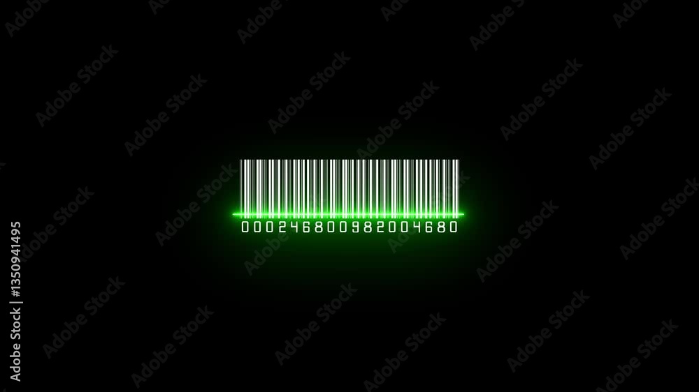 barcode being scanned with a laser beam barcode scanner on black background. barcode being scanned with a laser beam barcode scanner on black background.