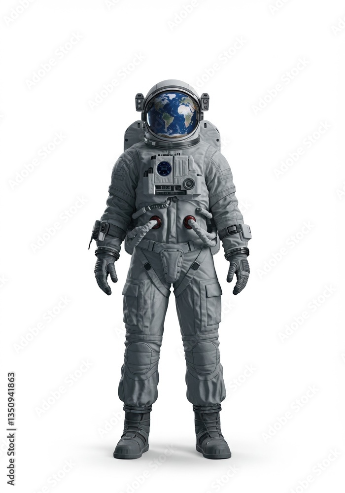Astronaut Illustration Featuring Earth Helmet, Ideal for Space Exploration and Science Education. Astronaut Illustration Featuring Earth Helmet, Ideal for Space Exploration and Science Education.