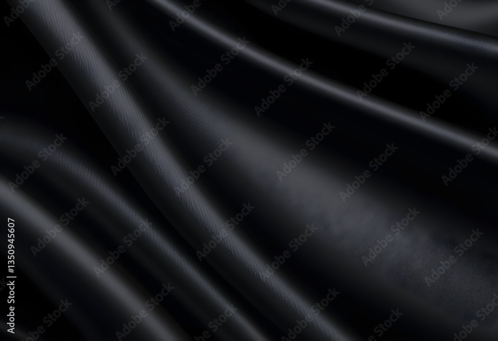 Luxurious Flowing Black Silk Fabric with Deep Folds and Soft Shadows AI Generated Luxurious Flowing Black Silk Fabric with Deep Folds and Soft Shadows AI Generated