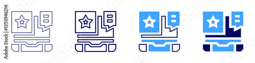 Feedback curation icon in 4 different styles. Thin Line, Line, Bold Line, Duotone. Duotone style. Editable stroke