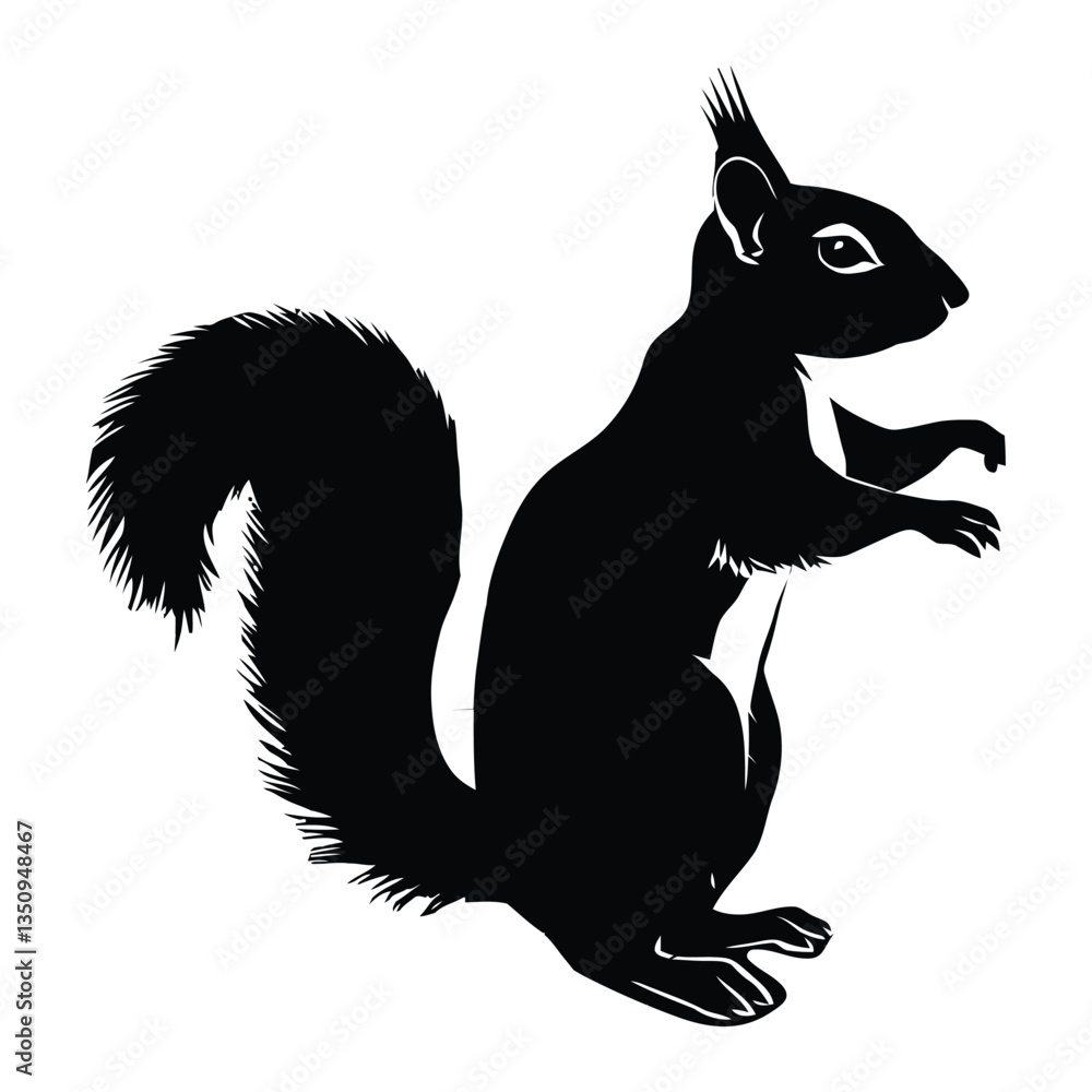 Fototapeta premium Squirrel Silhouette, Vector, Icon, Logo, White Background.