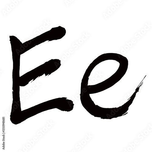 Japan calligraphy art【알파벳 E・Alphabet E】日本の書道アート【アルファベットのE】／This is Japanese kanji 日本の漢字です／illustrator vector イラストレーターベクター