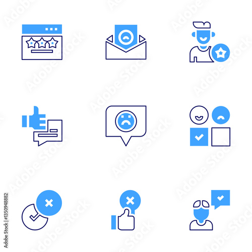 Feedback icon set. Bold line style. Duotone colors. Editable stroke. rating, review, feedbackemoji, customersatisfaction, dislike, feedback