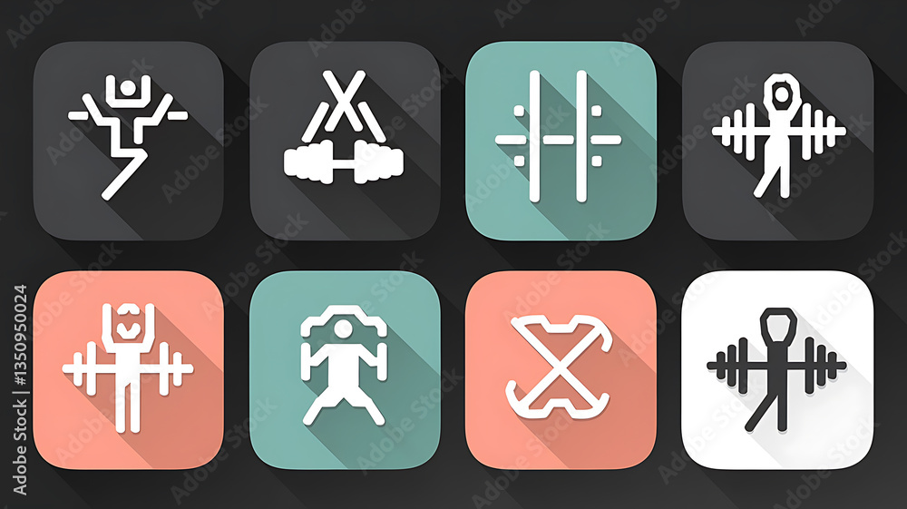 Fitness icons flat design style Fitness icons flat design style