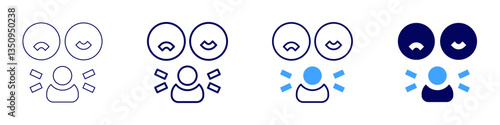 Feedback judgment icon in 4 different styles. Thin Line, Line, Bold Line, Duotone. Duotone style. Editable stroke