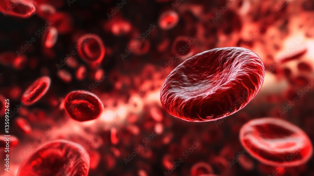Fototapeta premium Microscopic View of Red Blood Cells in Motion