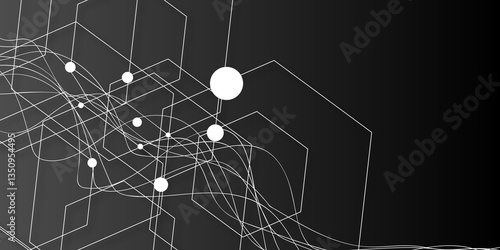 Abstract gray background with 3D white hexagons. Digital future technology concept. vector illustration. Surface polygon pattern with glowing hexagon paper texture vector grid tile and mosaic struct. 