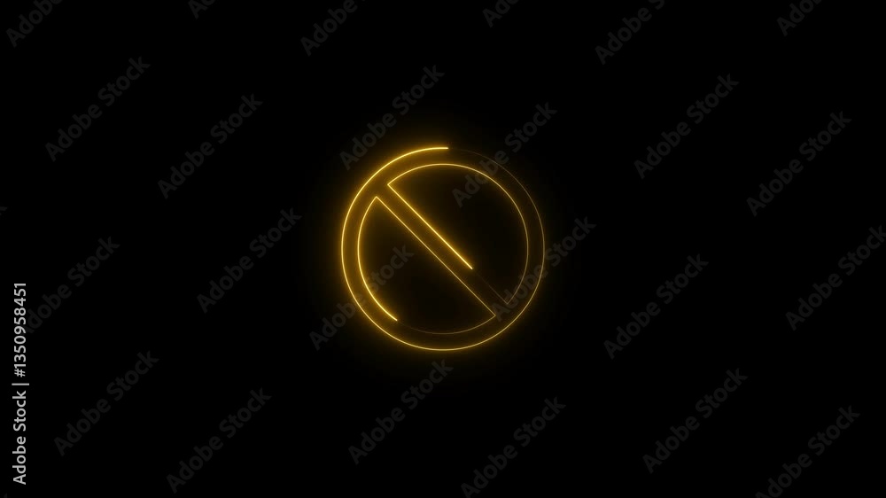 neon no entry forbidden animation.Warning, stop or no entry forbidden icon. neon no entry forbidden animation.Warning, stop or no entry forbidden icon.