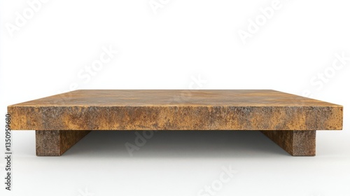 Rusty metal platform with a flat surface, isolated on white background, ideal for product display