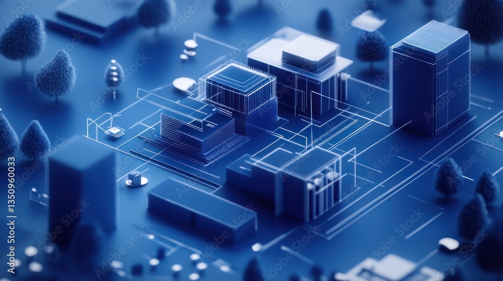 Abstract city model, technological cityscape, digital architecture, top-down view Abstract city model, technological cityscape, digital architecture, top-down view