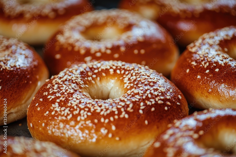 Freshly baked bagels, close-up Freshly baked bagels, close-up