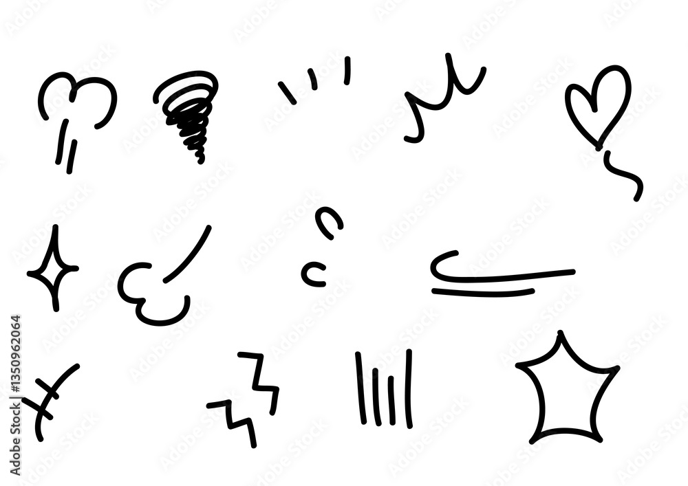 手描きのシンプルな漫符セット 手描きのシンプルな漫符セット