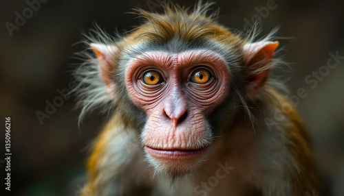 Rhesus Macaque Monkey Portrait Intense Gaze Wildlife Photography