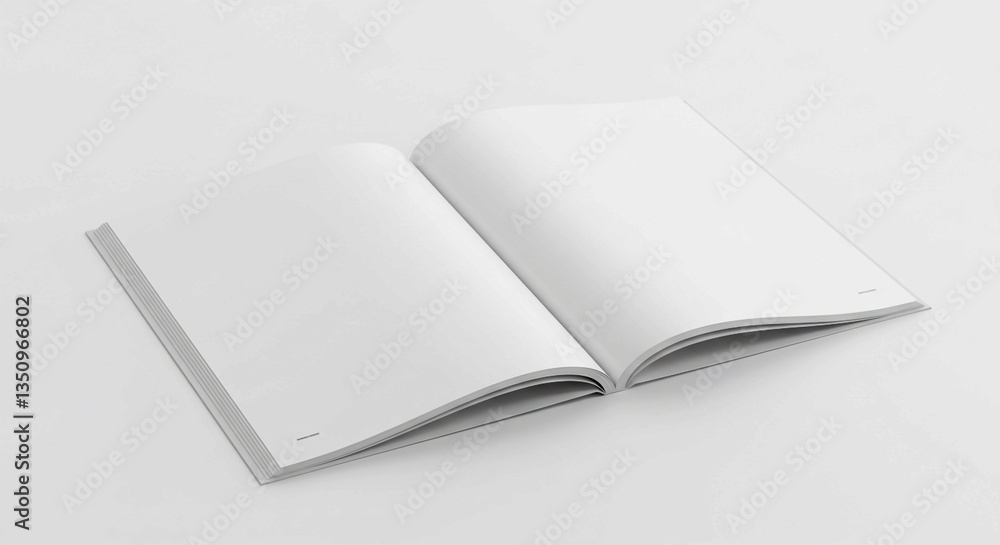 An open, white book with blank pages, ideal for showcasing content and design ideas An open, white book with blank pages, ideal for showcasing content and design ideas