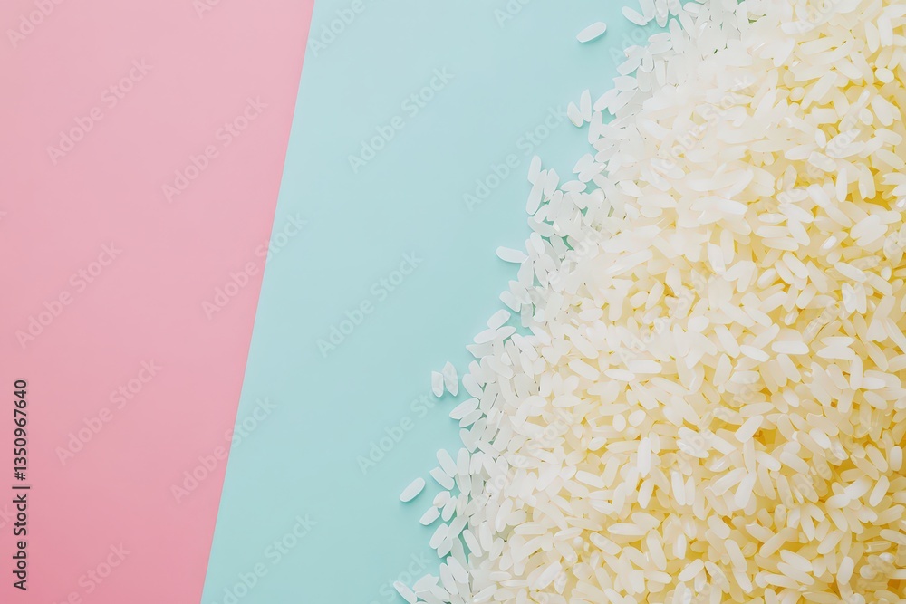 Obraz premium A pile of white rice sits on a colorful background