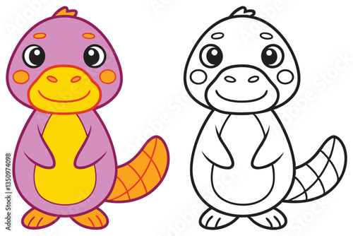 Adorable Cartoon Platypus Illustration Coloring Page for Kids
