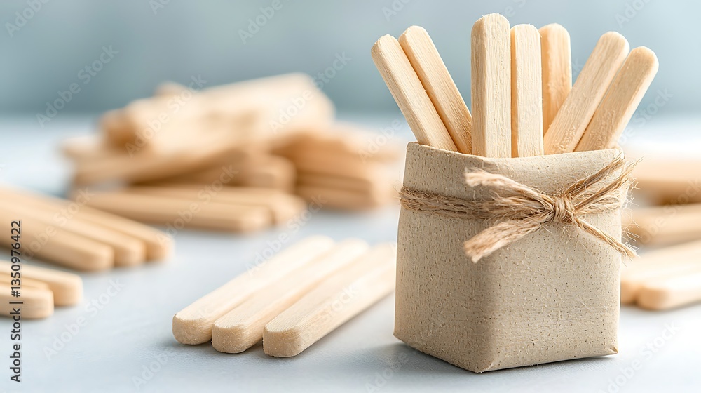 Wooden sticks in a small paper bag Wooden sticks in a small paper bag