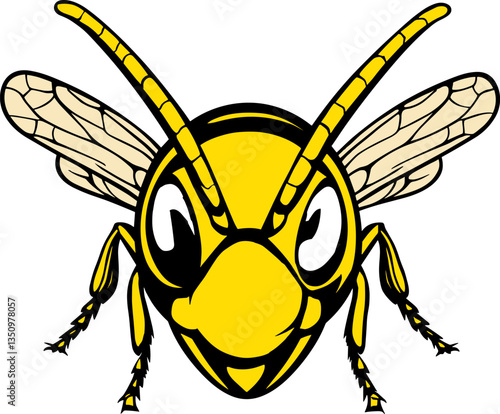 Angry Yellow Hornet Mascot, Cartoon Wasp Vector Illustration