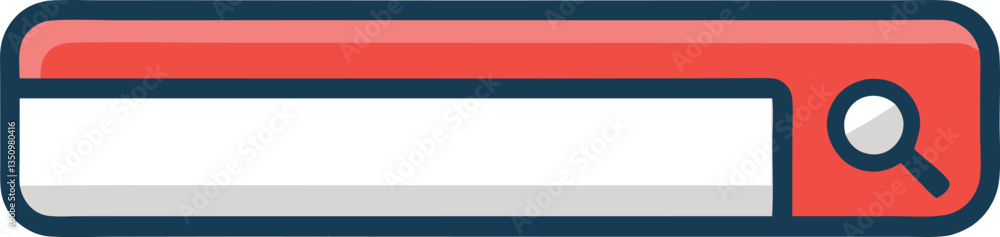 Search bar with magnifying glass icon on red background, A simple illustration of a search bar with a magnifying glass icon, set against a red background, symbolizing web searching and navigation.
Search bar with magnifying glass icon on red background, A simple illustration of a search bar with a magnifying glass icon, set against a red background, symbolizing web searching and navigation.