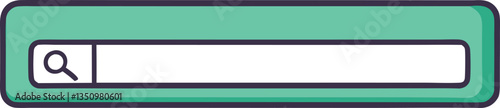 Search bar with magnifying glass icon, A simple illustration of a search bar with a magnifying glass icon, symbolizing online searching and web navigation.
