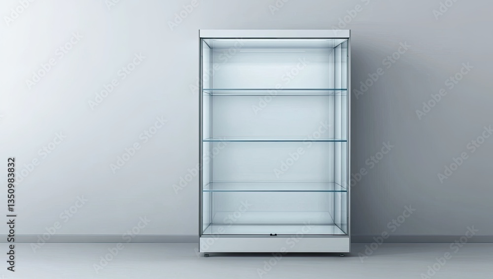 Empty display cabinet with glass shelves Empty display cabinet with glass shelves